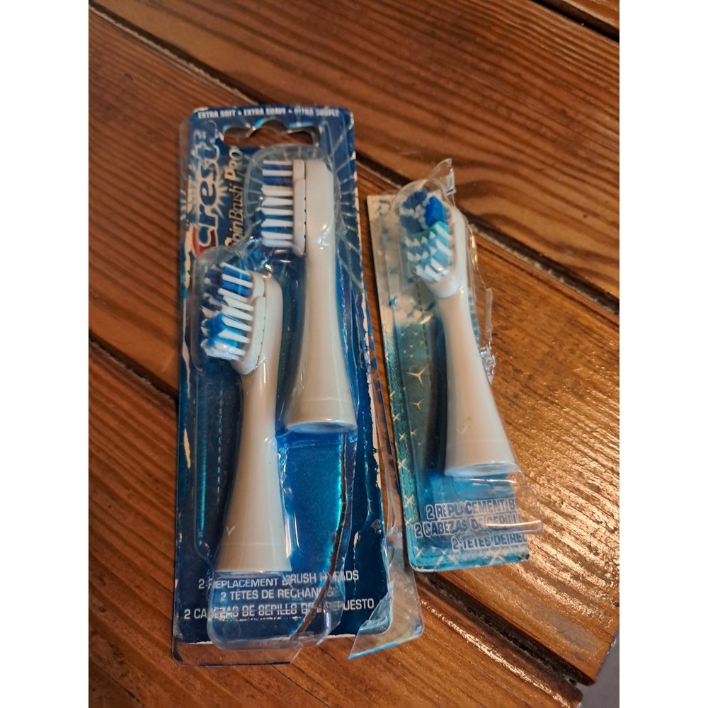 Crest Spin Brush Classic Replacement Heads 3 Pack White & Blue New Spinbrush